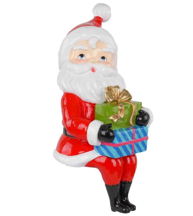 Babbo natale seduto in resina con pacchi regalo - H.35.5 cm